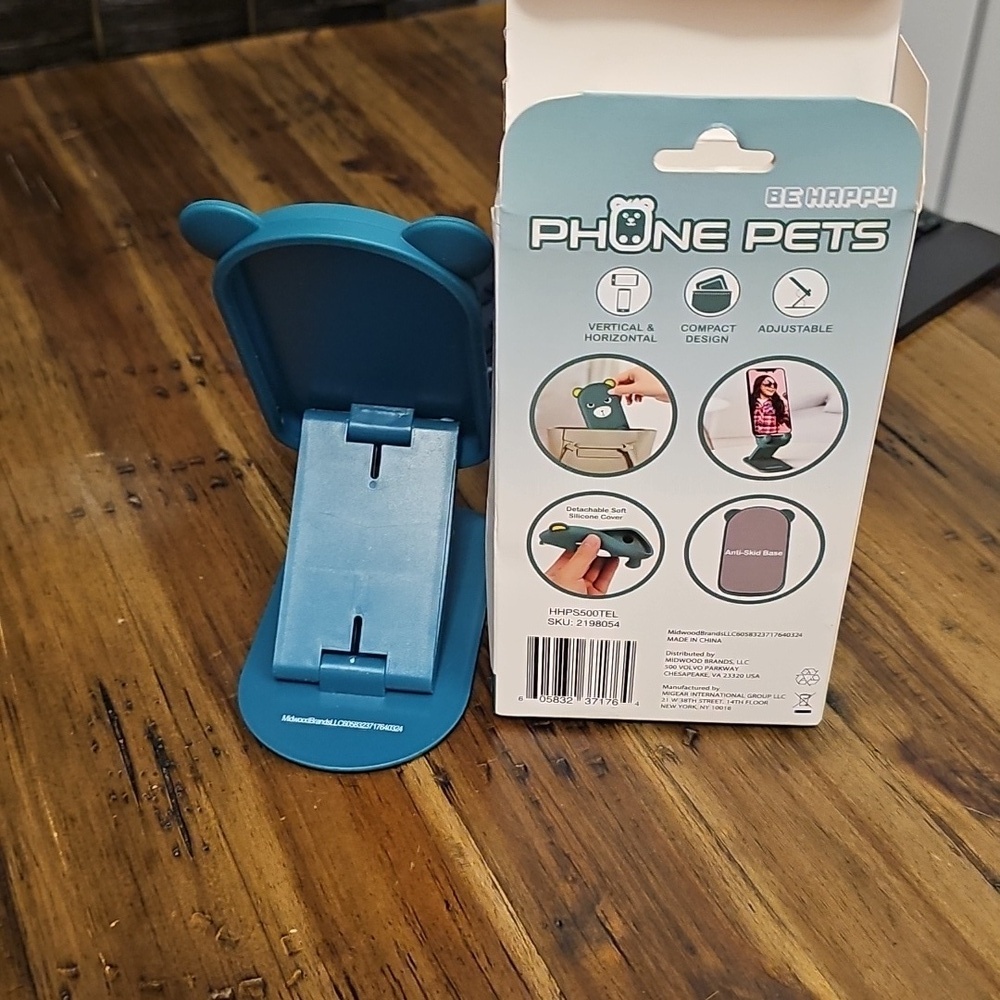 Phone Pets Bear Stand - Teal - Picture 2 of 3